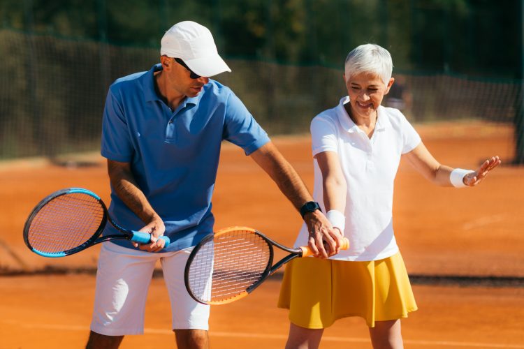 Tennis Instructor with Adult